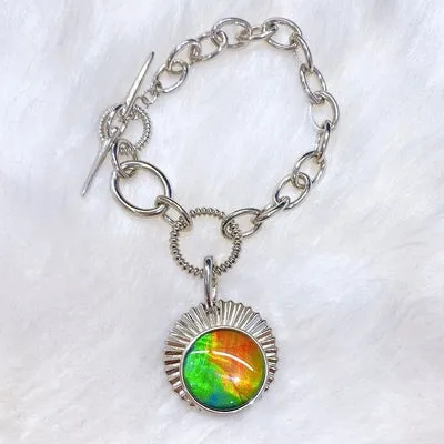 Ammolite Bracelet Sterling Silver ORIGINS Chain Link Bracelet