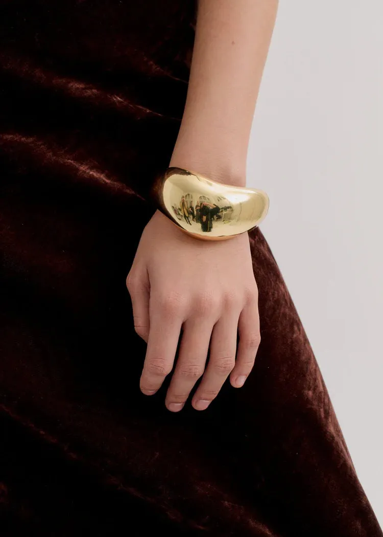 Anna Rossi Thick Warped Bangle in Gold