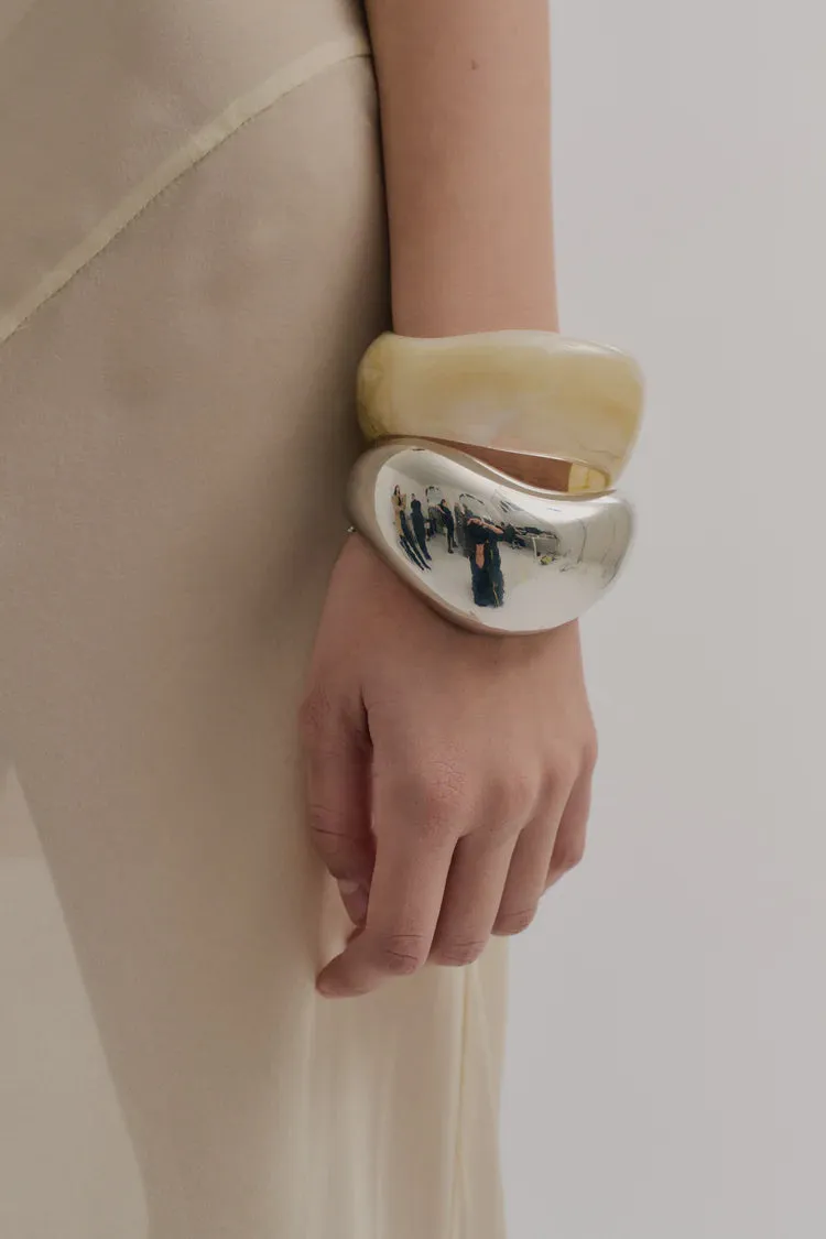 Anna Rossi Thick Warped Bangle in Gunmetal