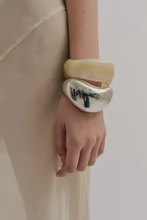 Anna Rossi Thick Warped Bangle in Gunmetal
