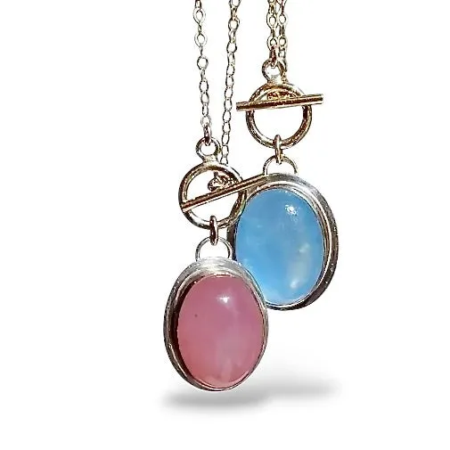 AQUAMARINE 14K GOLD FILL & STERLING PENDANT NECKLACE