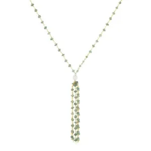 Aquamarine and Crystal with Tassle Necklace