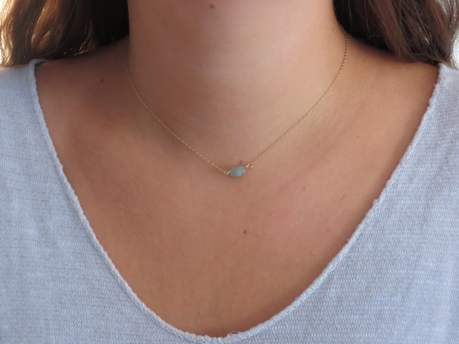 Aquamarine Nugget Necklace