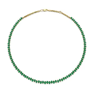 Baby Reverse Water Drop Emerald Tennis Necklace