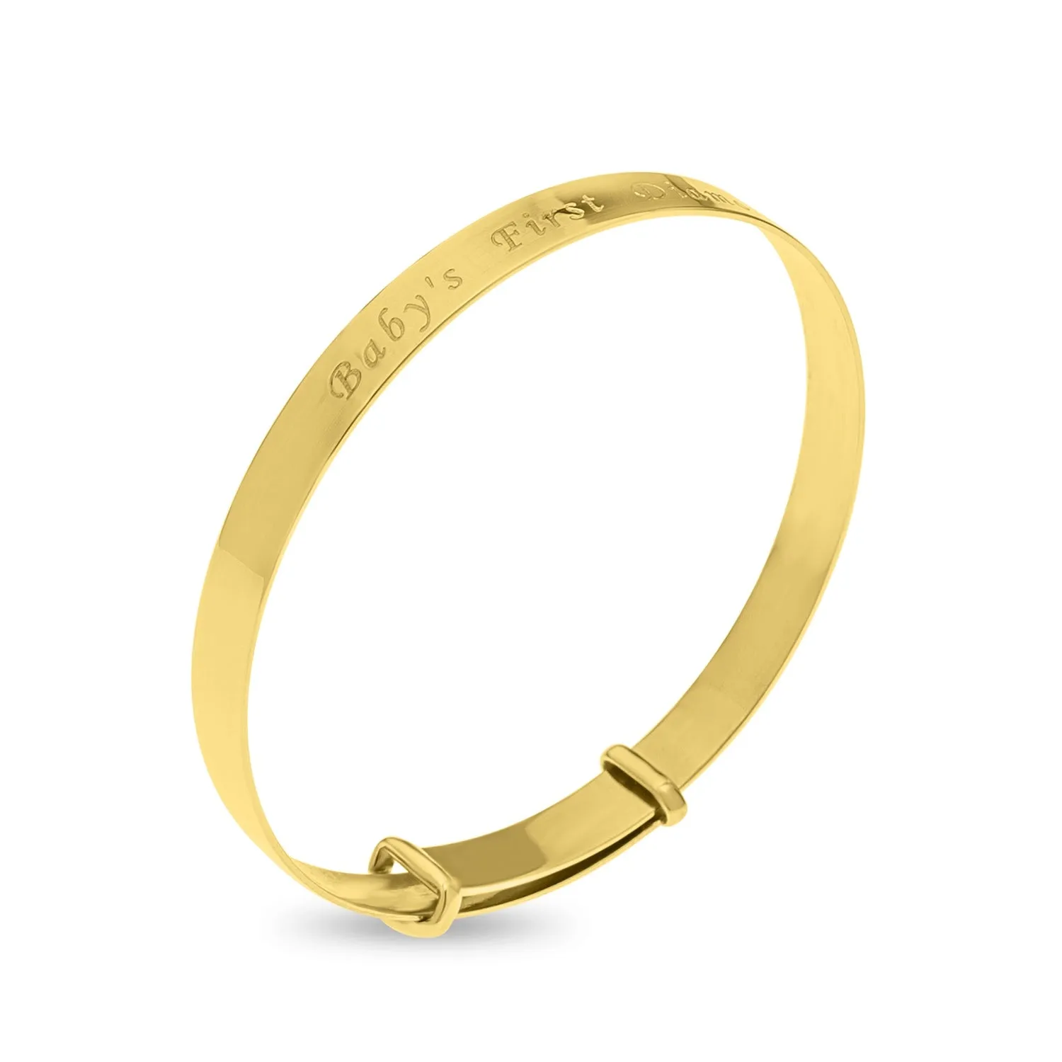 'Baby's first Diamond' Bangle Bracelet personalized, adjustable in 10k GOLD