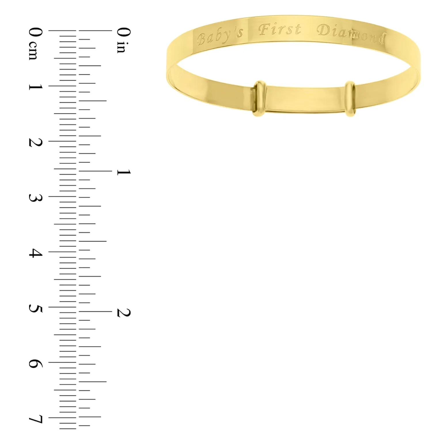 'Baby's first Diamond' Bangle Bracelet personalized, adjustable in 10k GOLD
