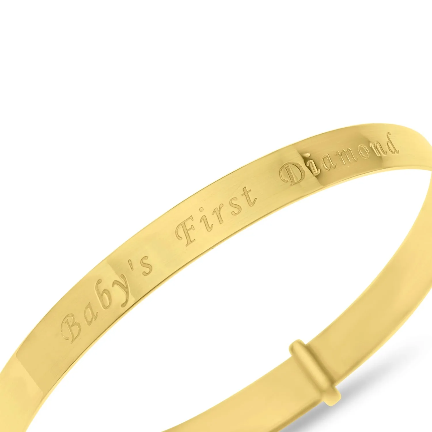 'Baby's first Diamond' Bangle Bracelet personalized, adjustable in 10k GOLD