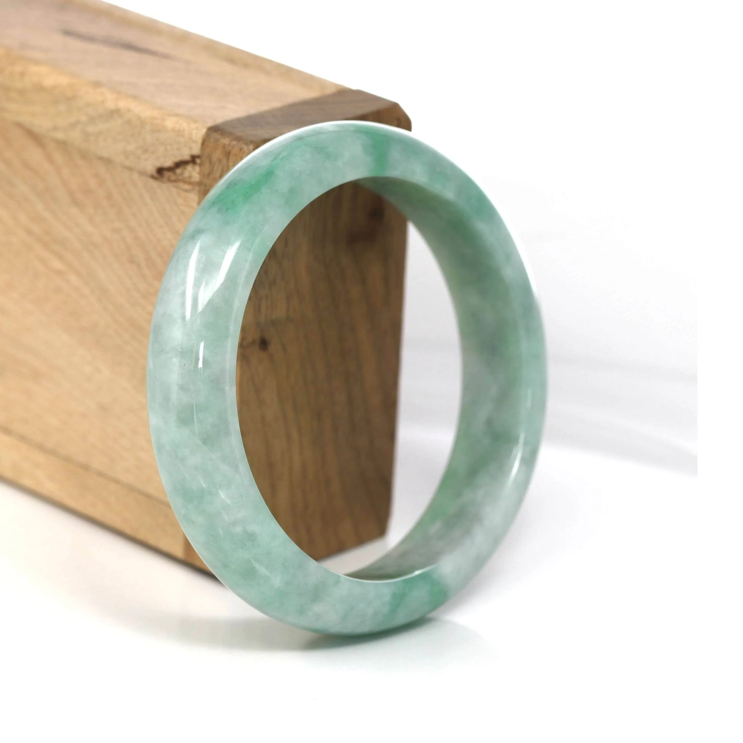 Baikalla Classic Green Natural Jadeite Jade Bangle (56.58 mm) #554