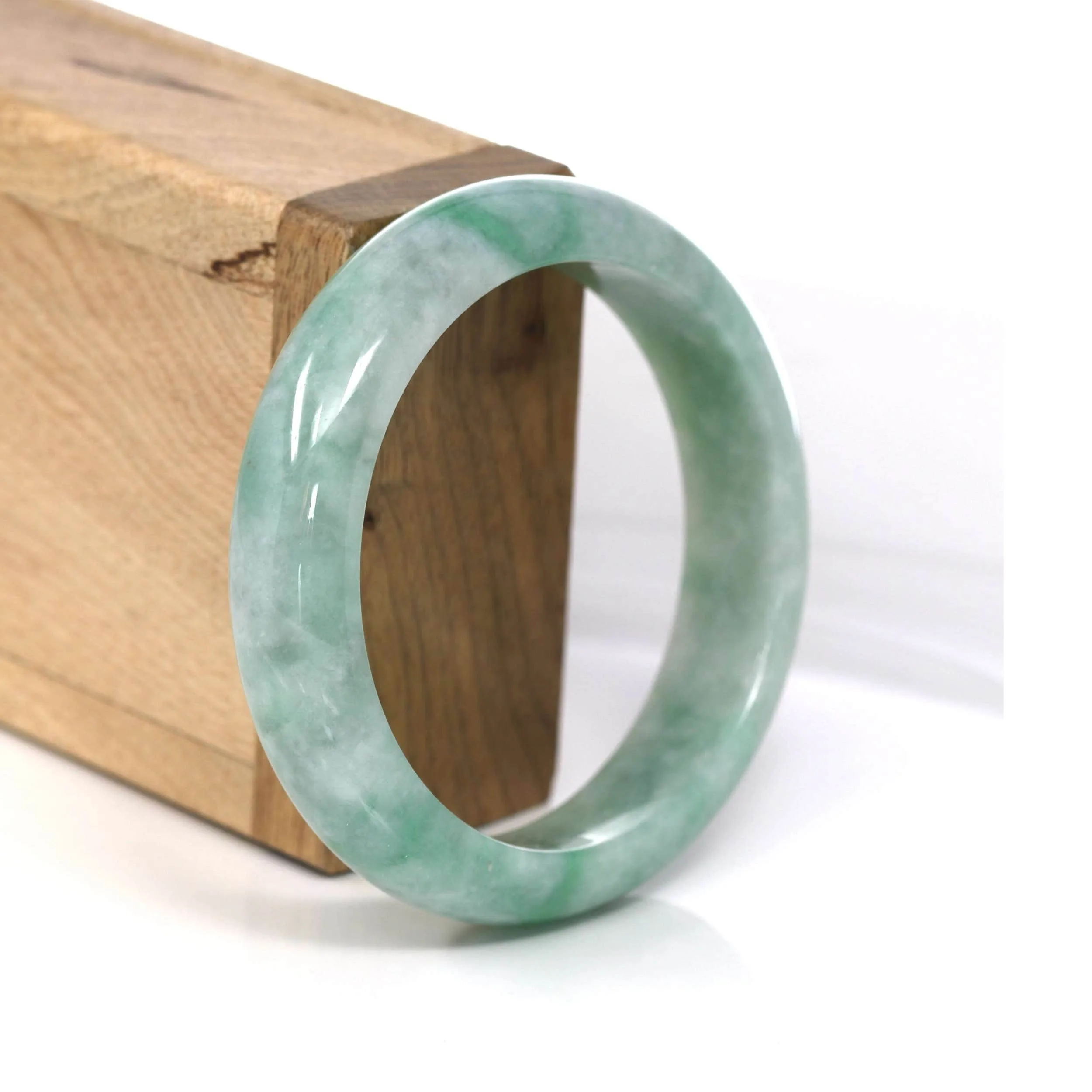 Baikalla Classic Green Natural Jadeite Jade Bangle (56.58 mm) #554
