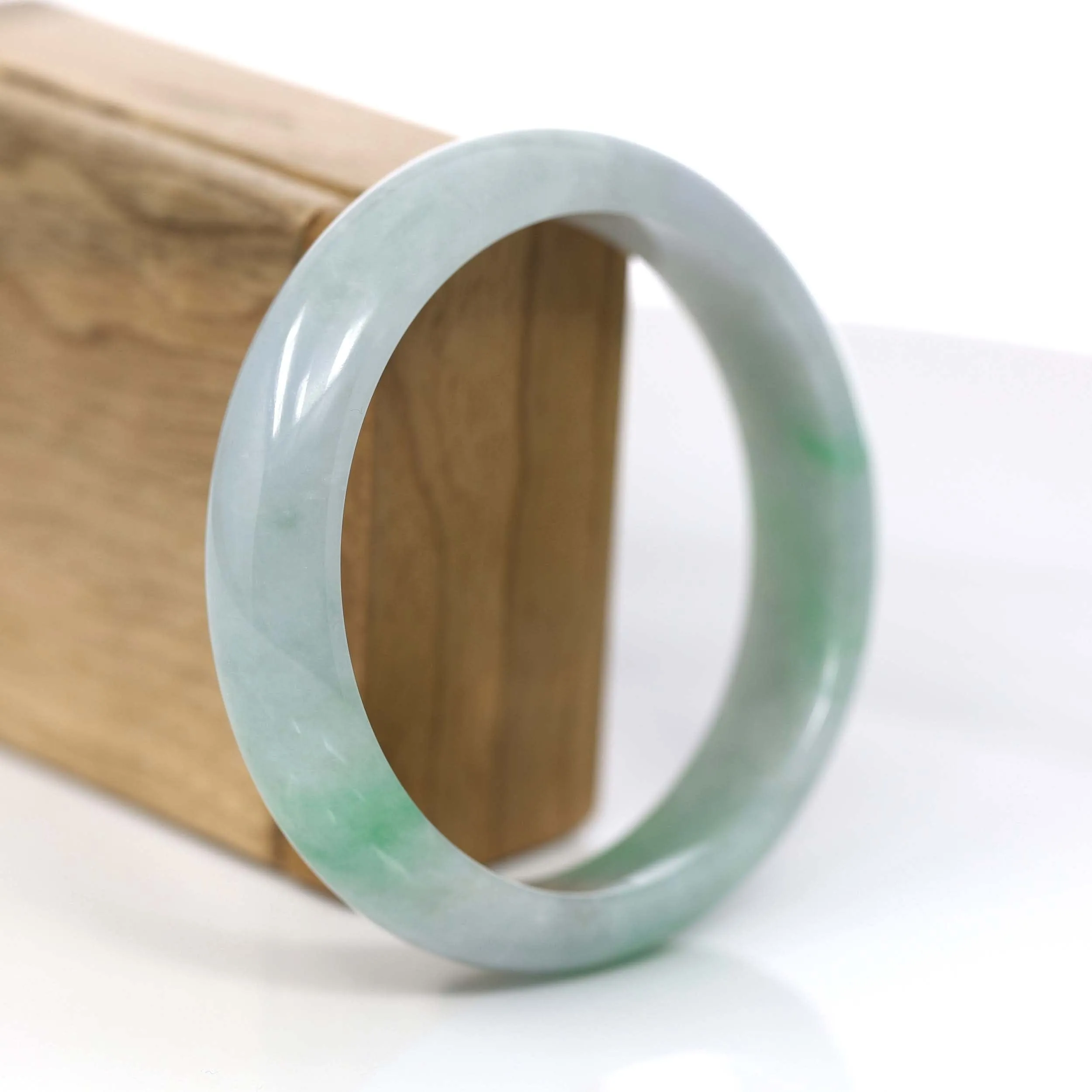 Baikalla™ "Classic Bangle" Genuine Jadeite Jade Green Bangle Bracelet (62.44mm)#878