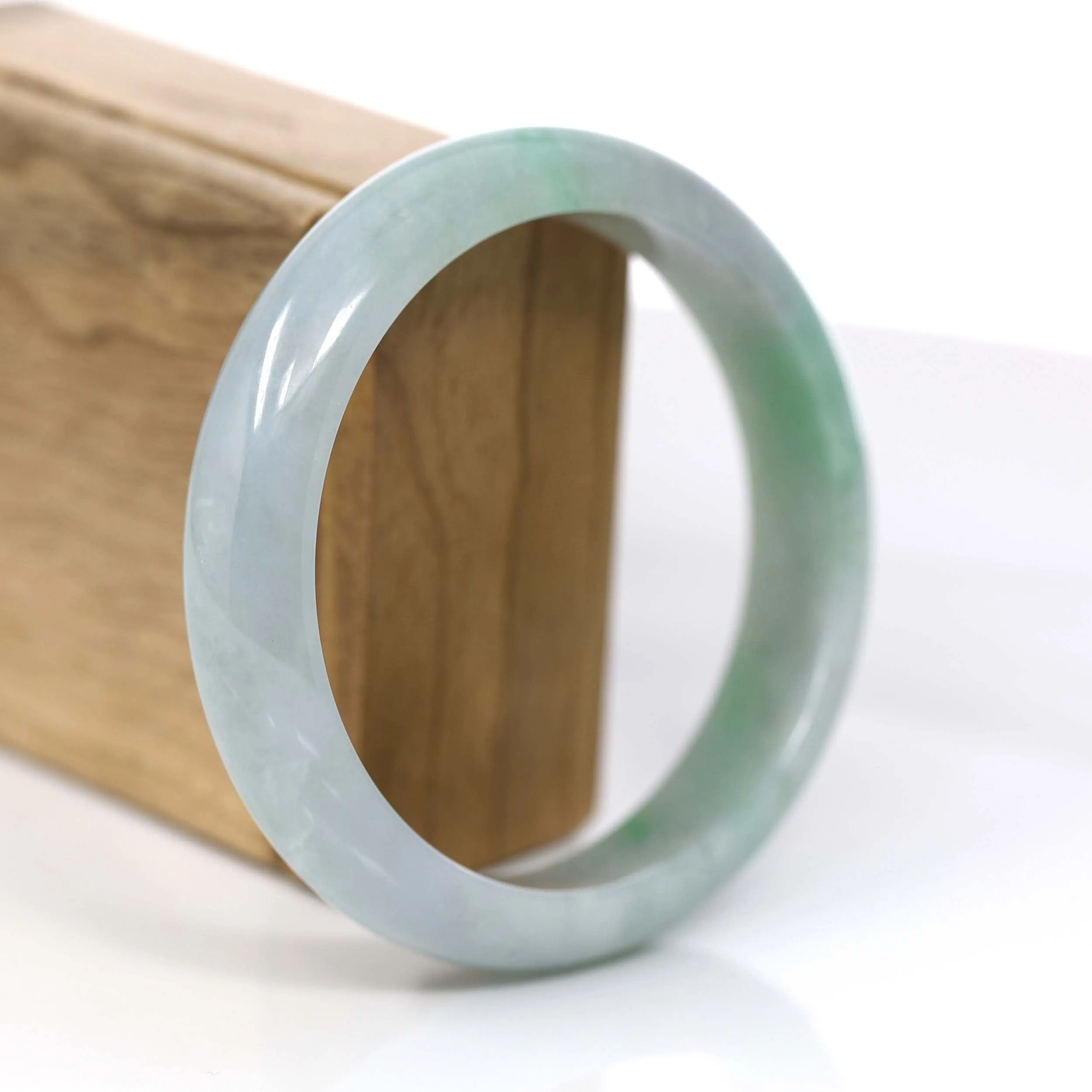 Baikalla™ "Classic Bangle" Genuine Jadeite Jade Green Bangle Bracelet (62.44mm)#878