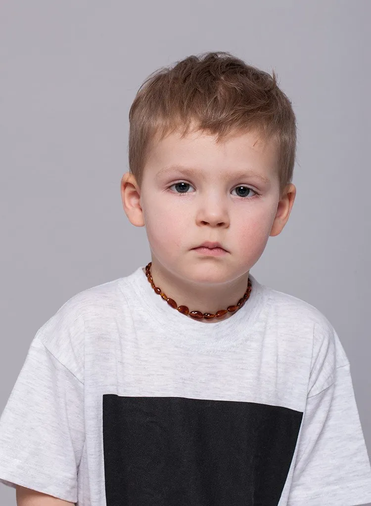 Baltic Amber Necklace and/or Bracelet For Children / Polished Beads / Cognac Colour