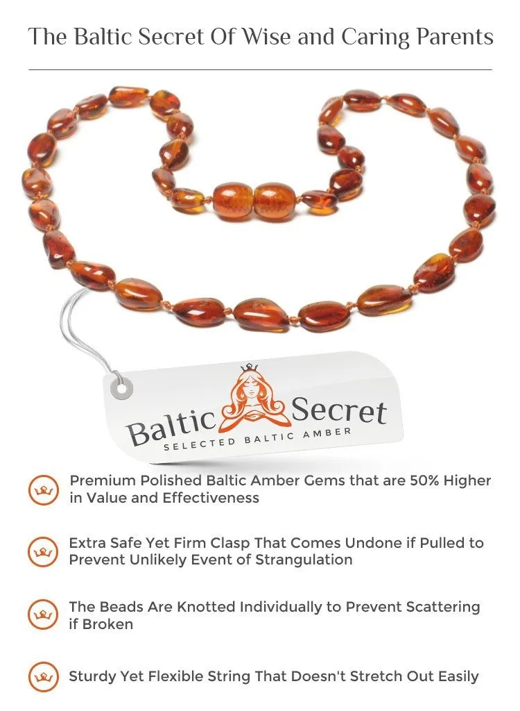 Baltic Amber Necklace and/or Bracelet For Children / Polished Beads / Cognac Colour