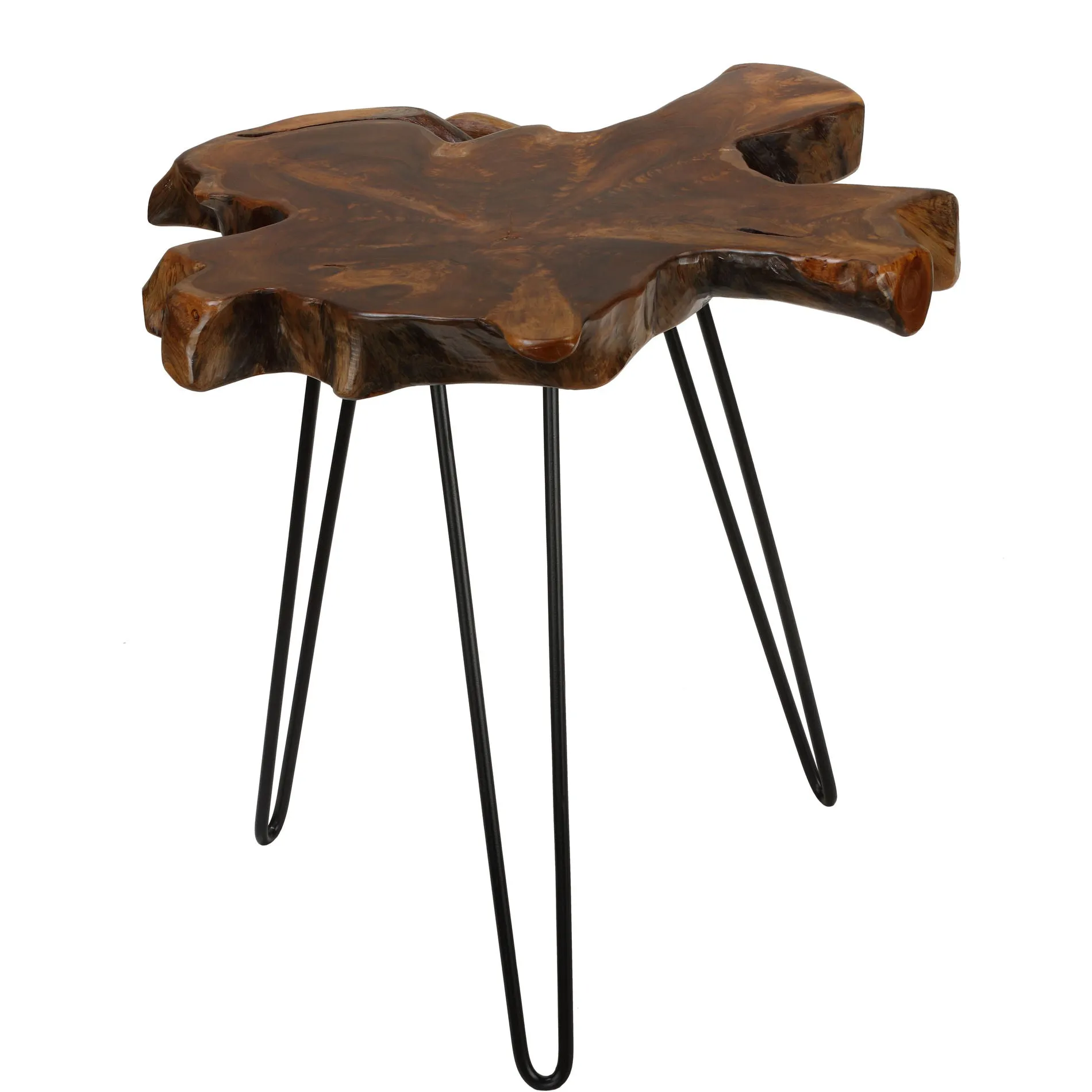 Bare Decor Evan Accent End Table with Solid Teak Root Top