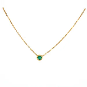 Bezel Set Emerald Necklace