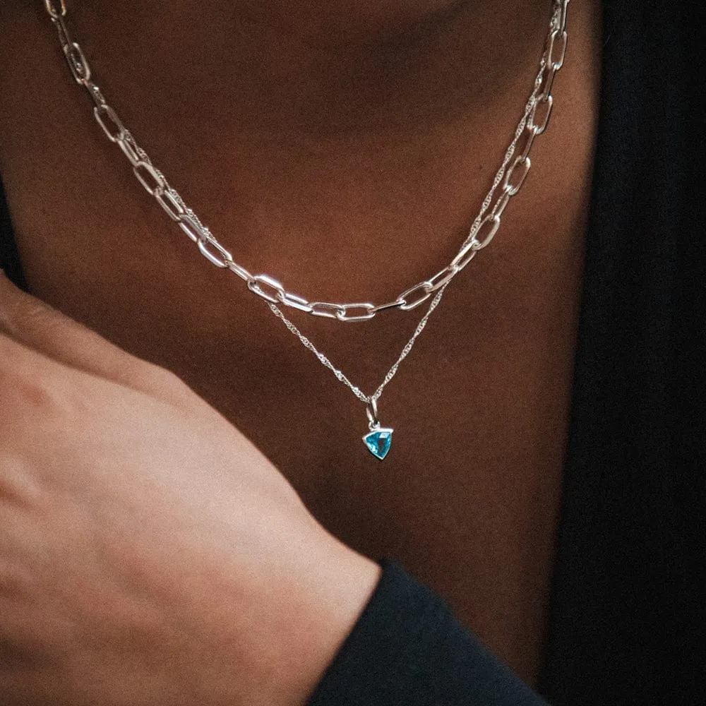 Birthstone Charm Necklace Sterling Silver