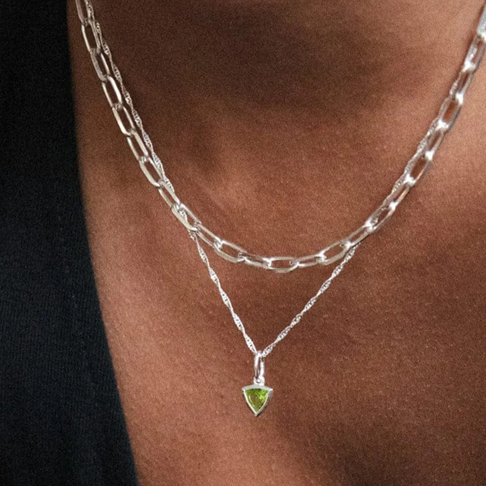Birthstone Charm Necklace Sterling Silver