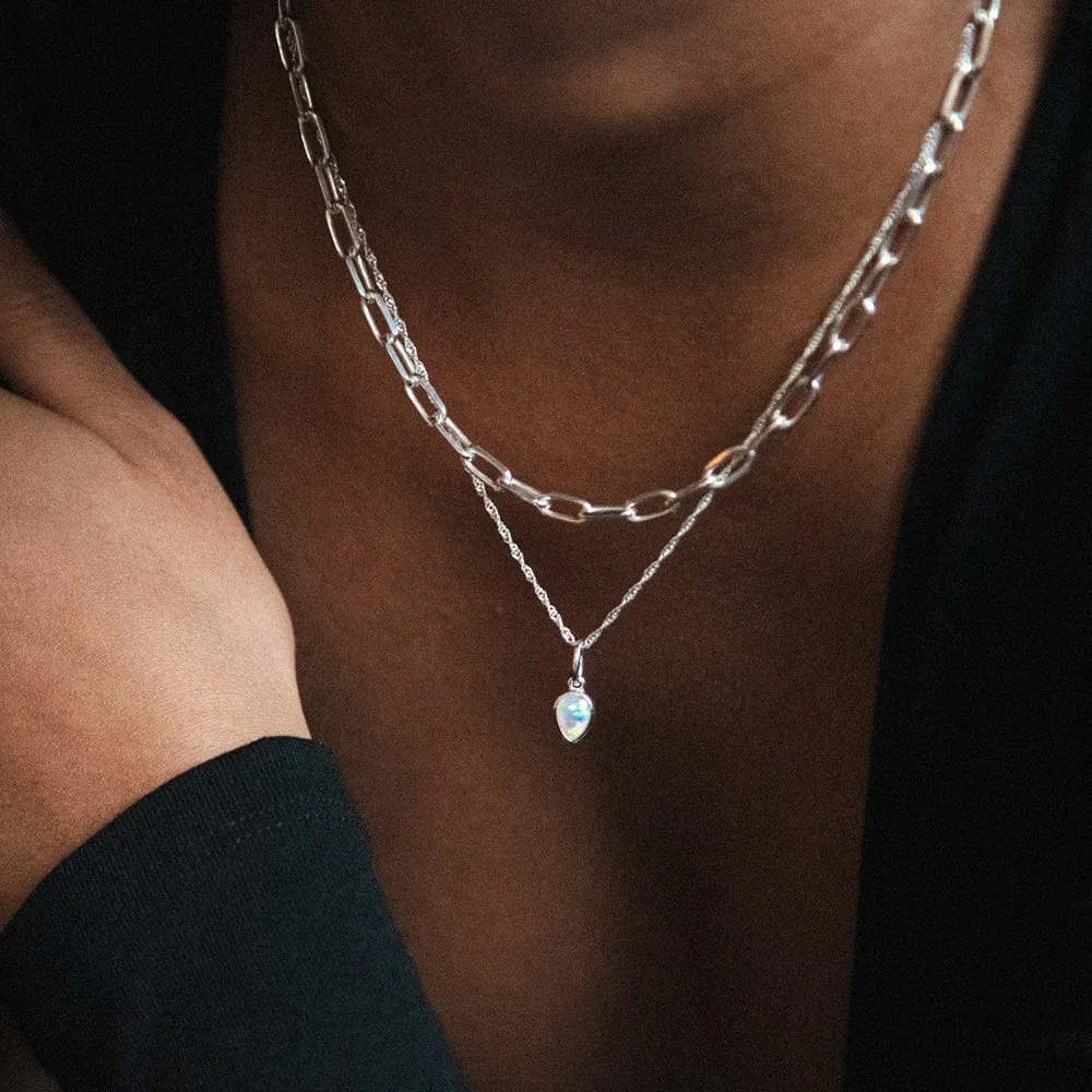Birthstone Charm Necklace Sterling Silver