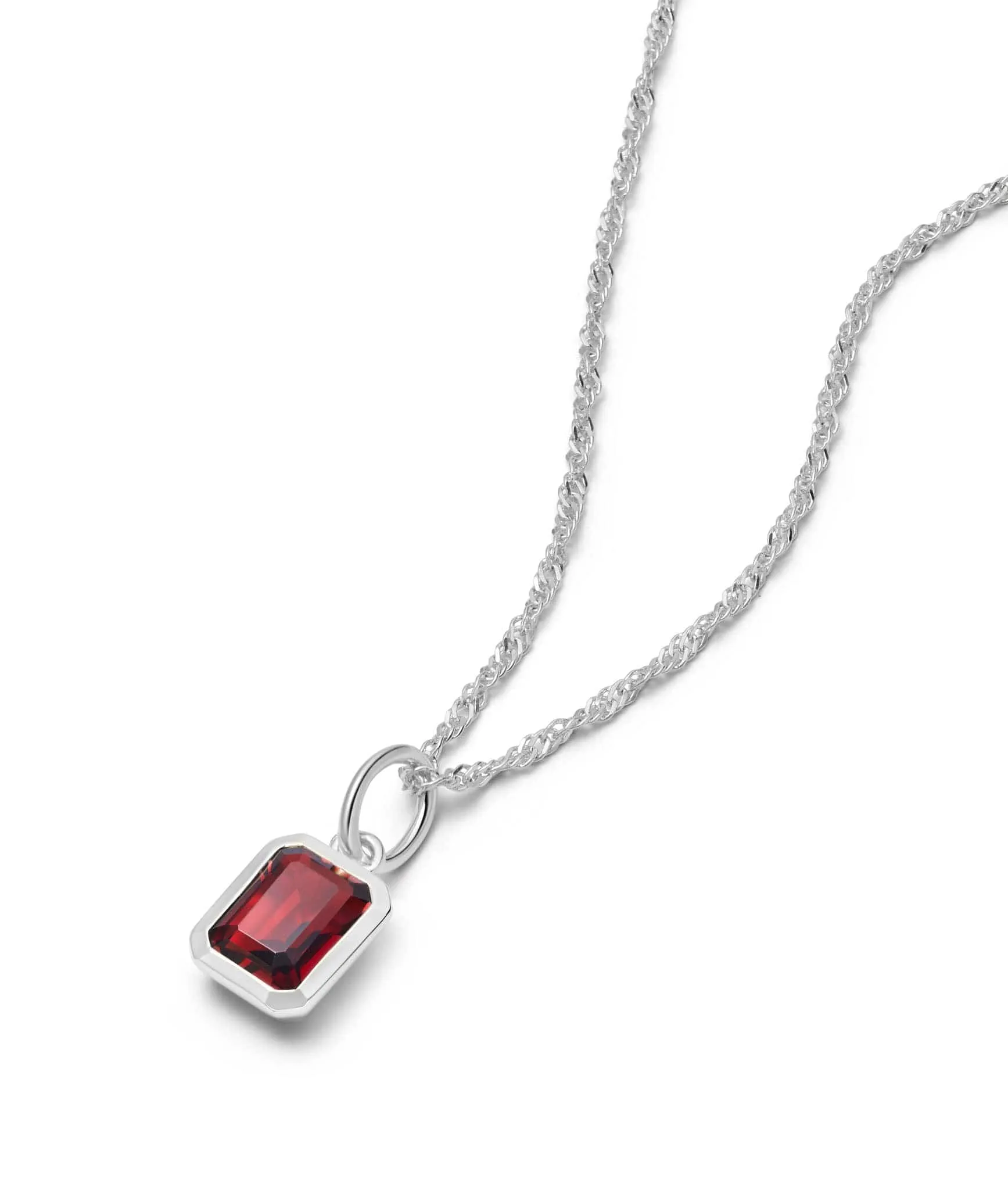 Birthstone Charm Necklace Sterling Silver