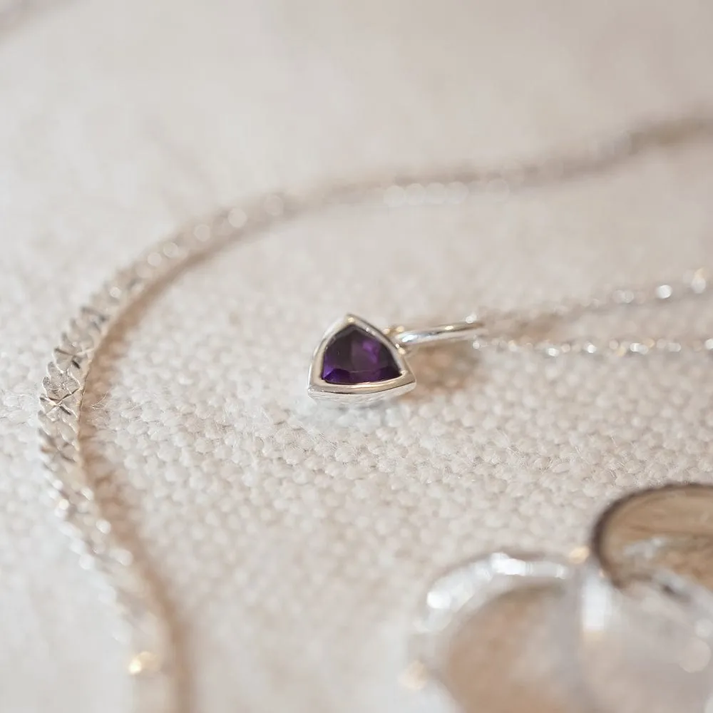 Birthstone Charm Necklace Sterling Silver