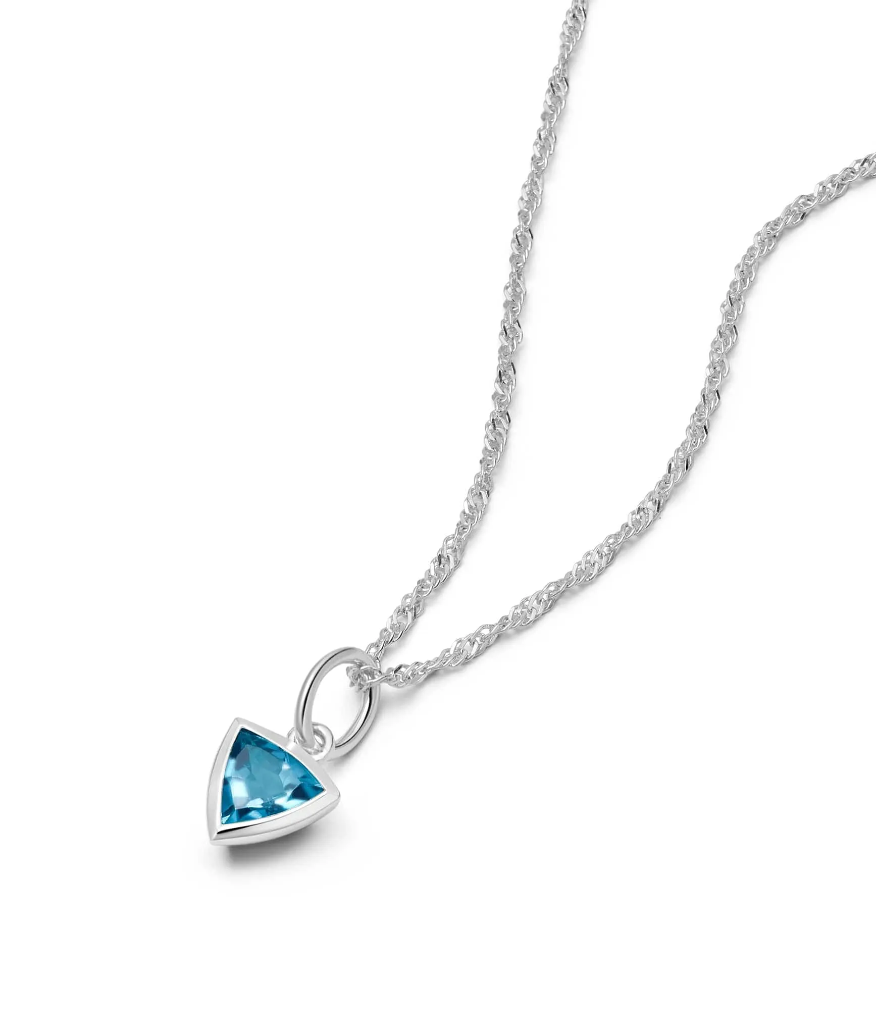 Birthstone Charm Necklace Sterling Silver
