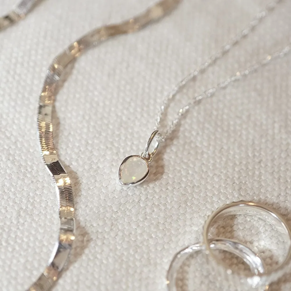 Birthstone Charm Necklace Sterling Silver