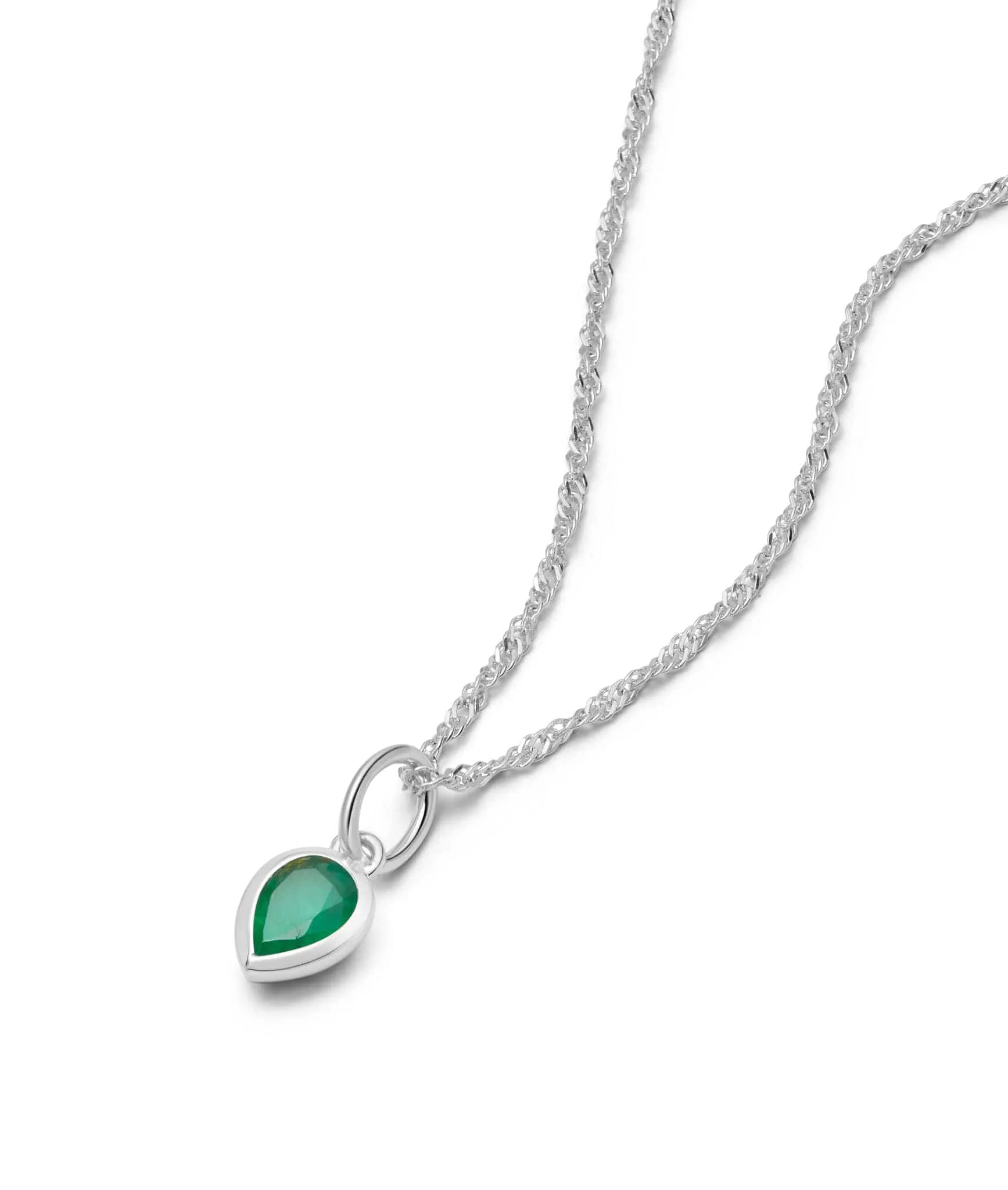 Birthstone Charm Necklace Sterling Silver