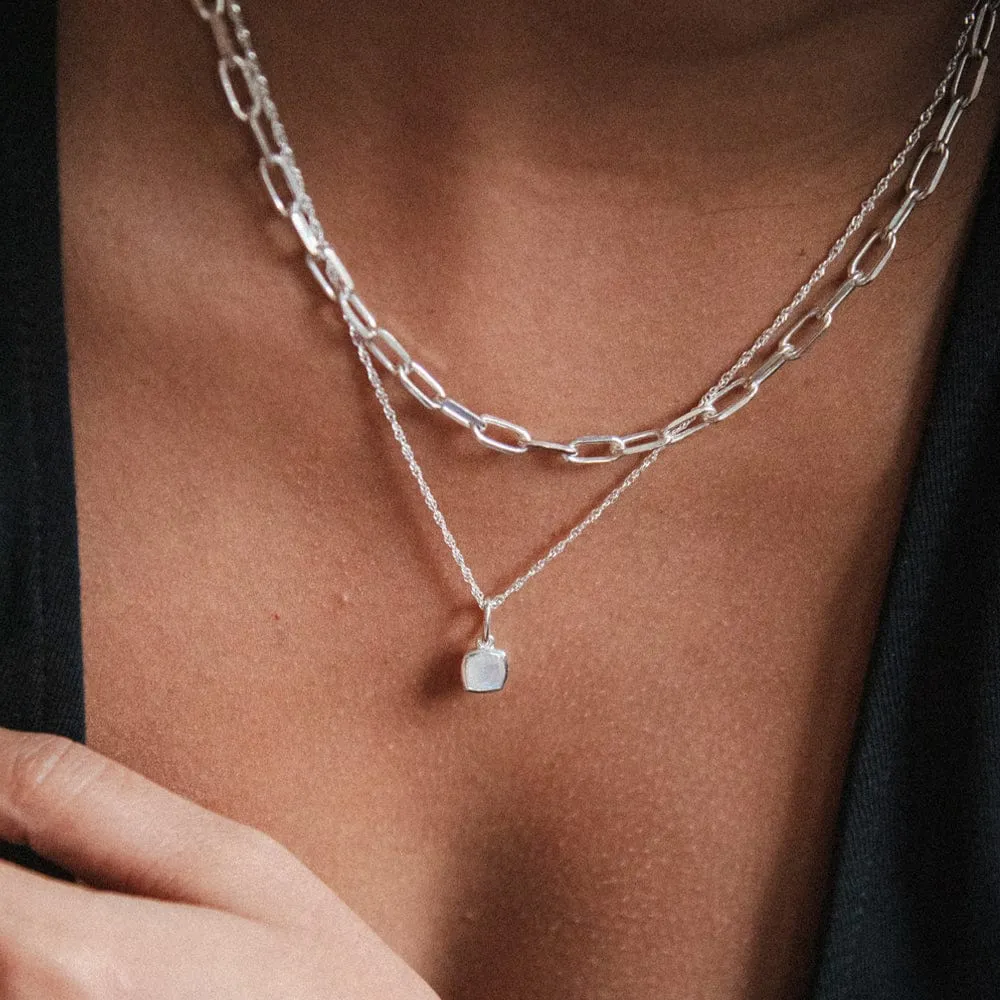 Birthstone Charm Necklace Sterling Silver