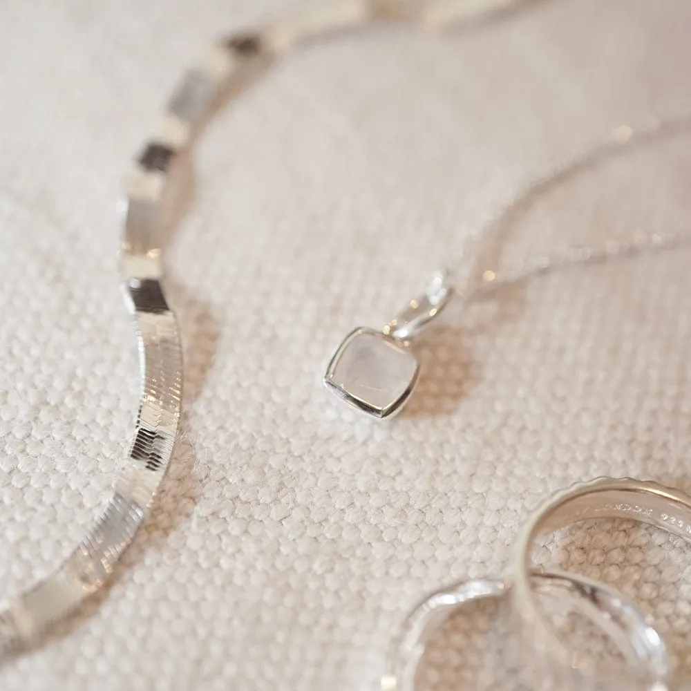 Birthstone Charm Necklace Sterling Silver
