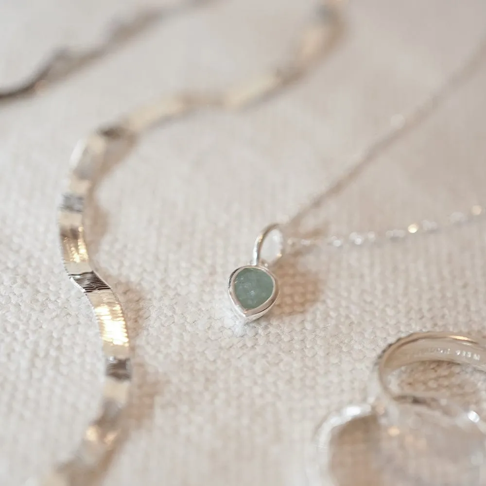 Birthstone Charm Necklace Sterling Silver