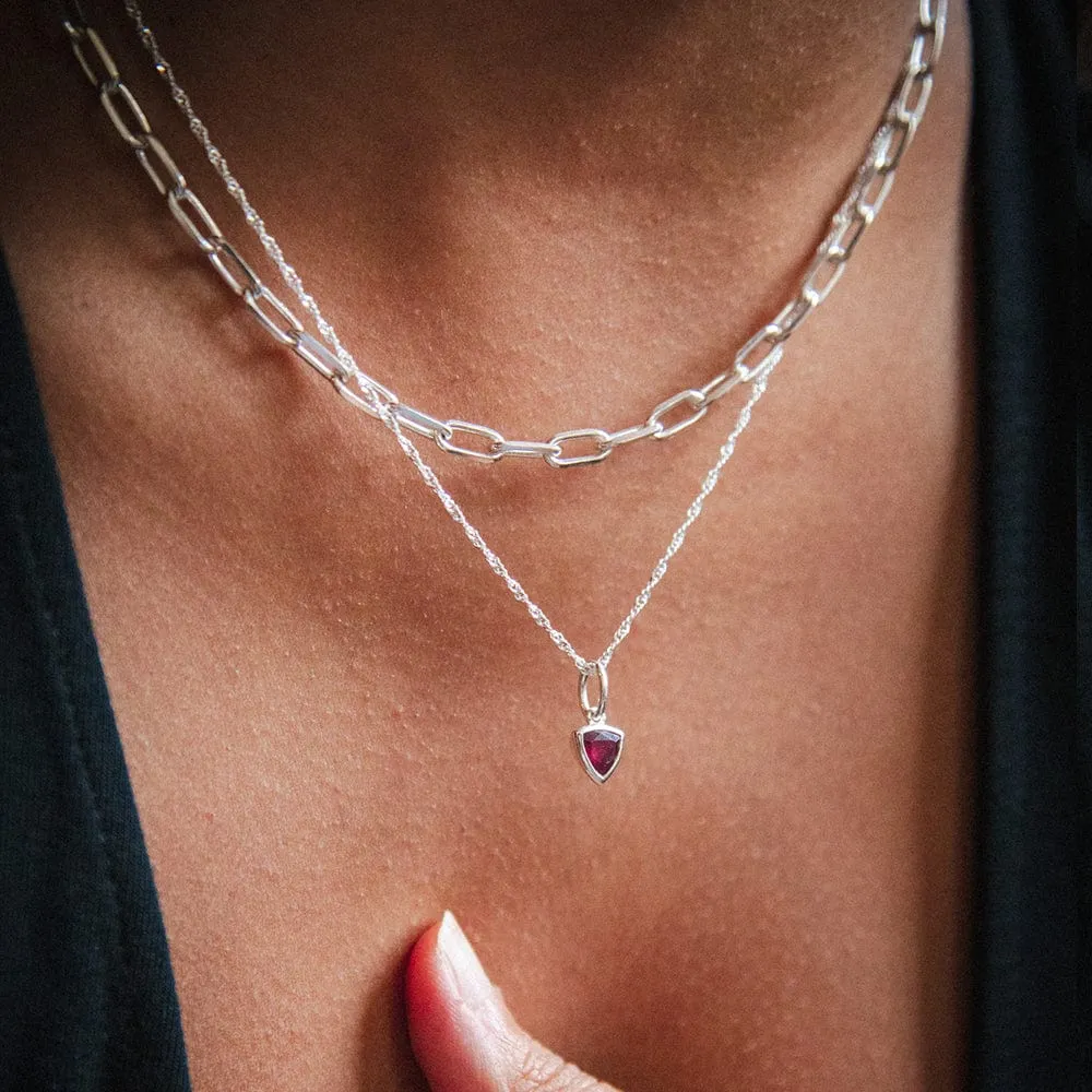 Birthstone Charm Necklace Sterling Silver
