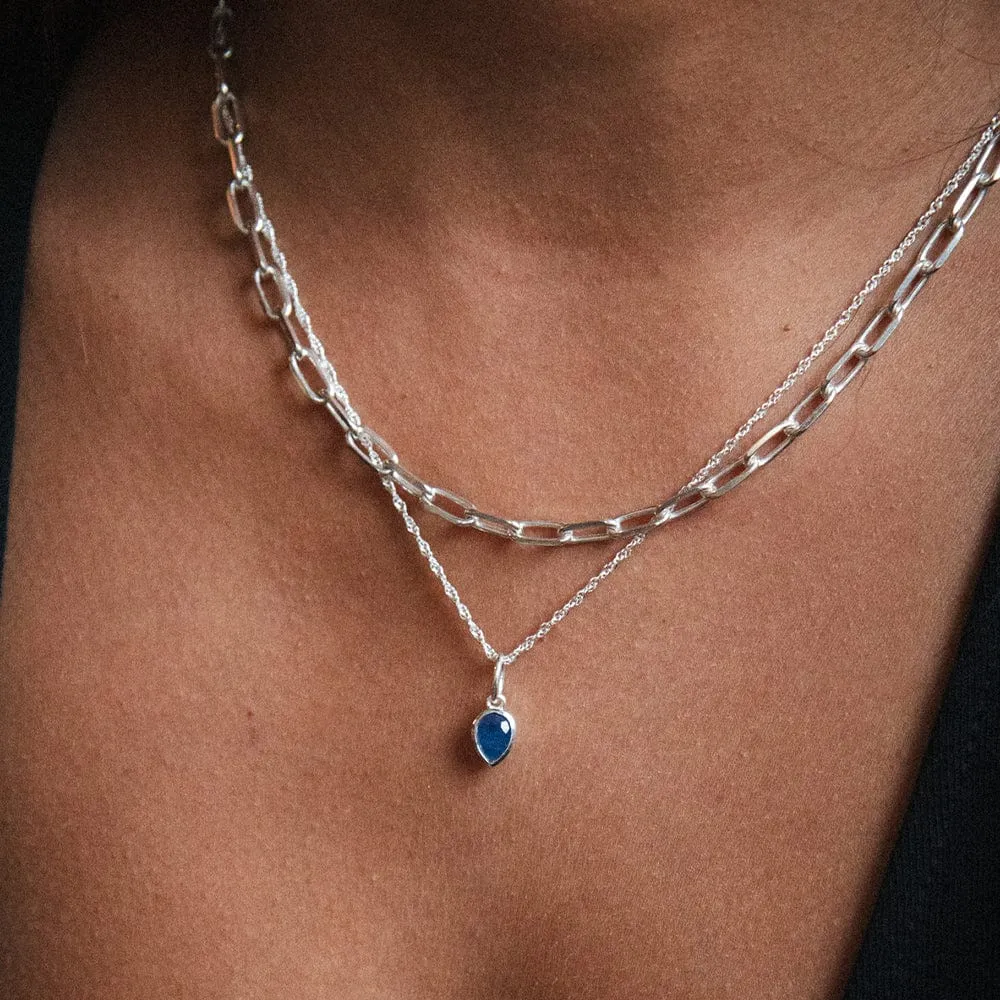 Birthstone Charm Necklace Sterling Silver