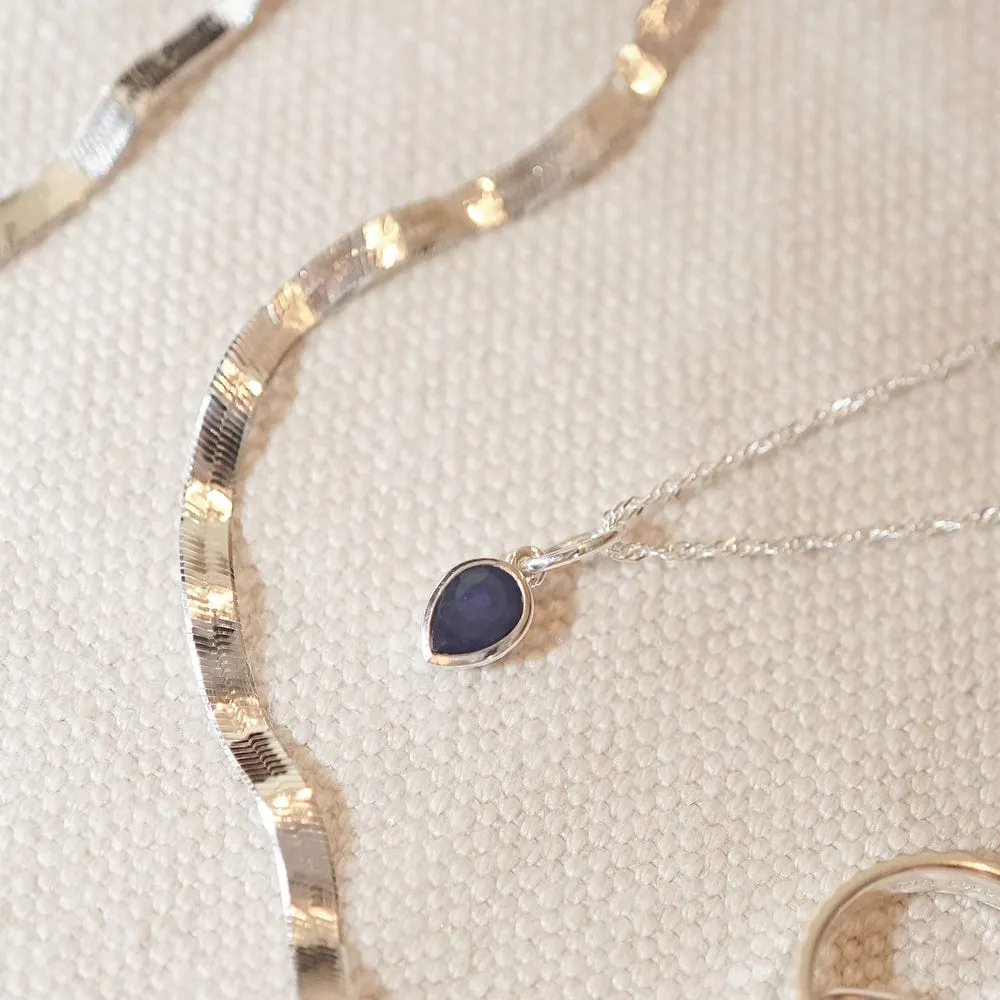 Birthstone Charm Necklace Sterling Silver