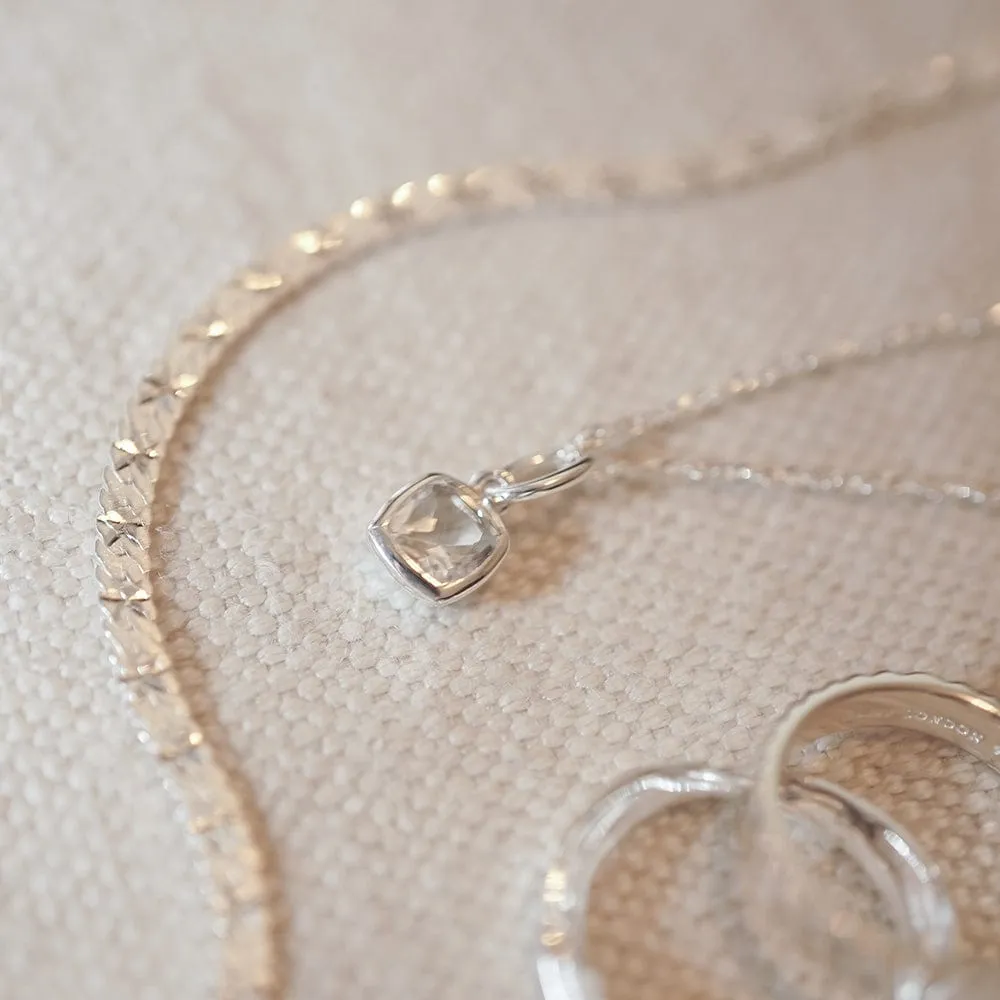 Birthstone Charm Necklace Sterling Silver