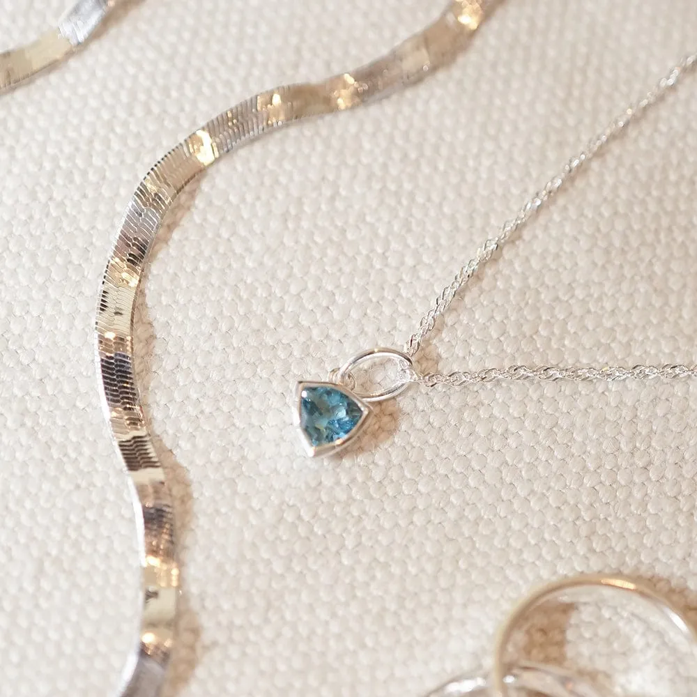 Birthstone Charm Necklace Sterling Silver