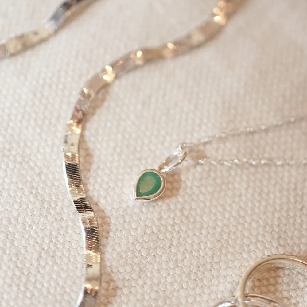 Birthstone Charm Necklace Sterling Silver