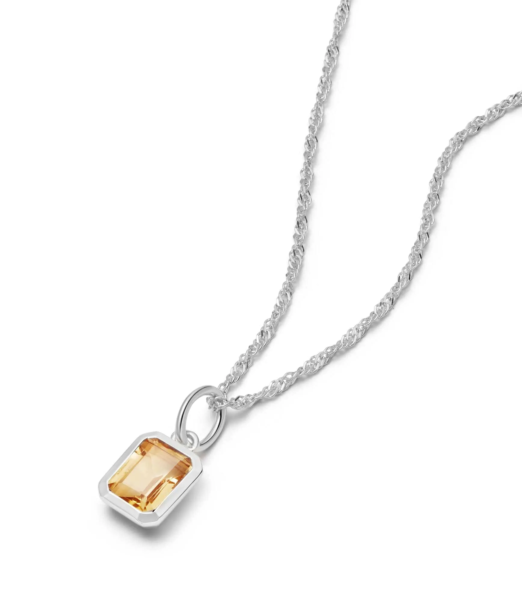 Birthstone Charm Necklace Sterling Silver