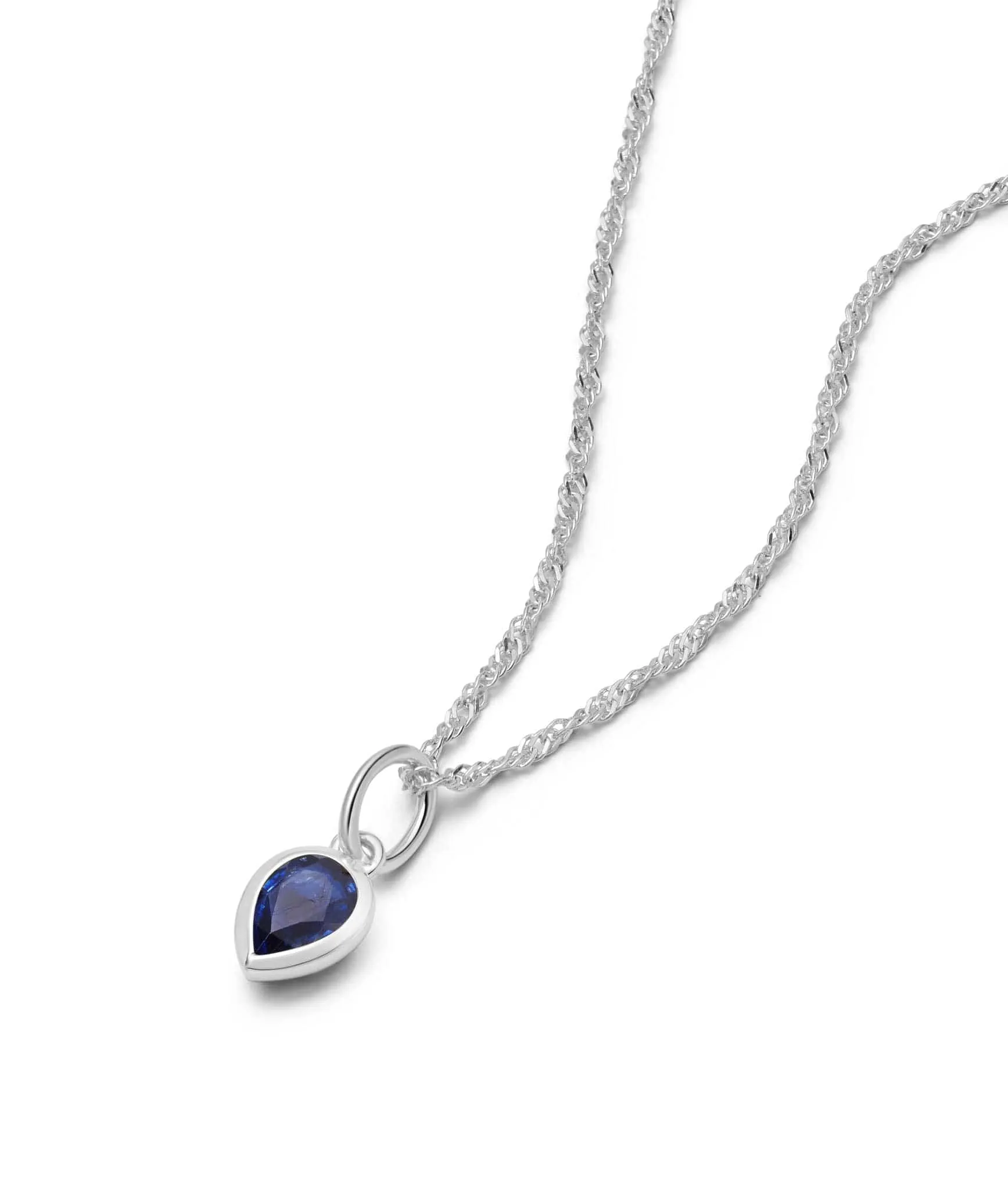 Birthstone Charm Necklace Sterling Silver