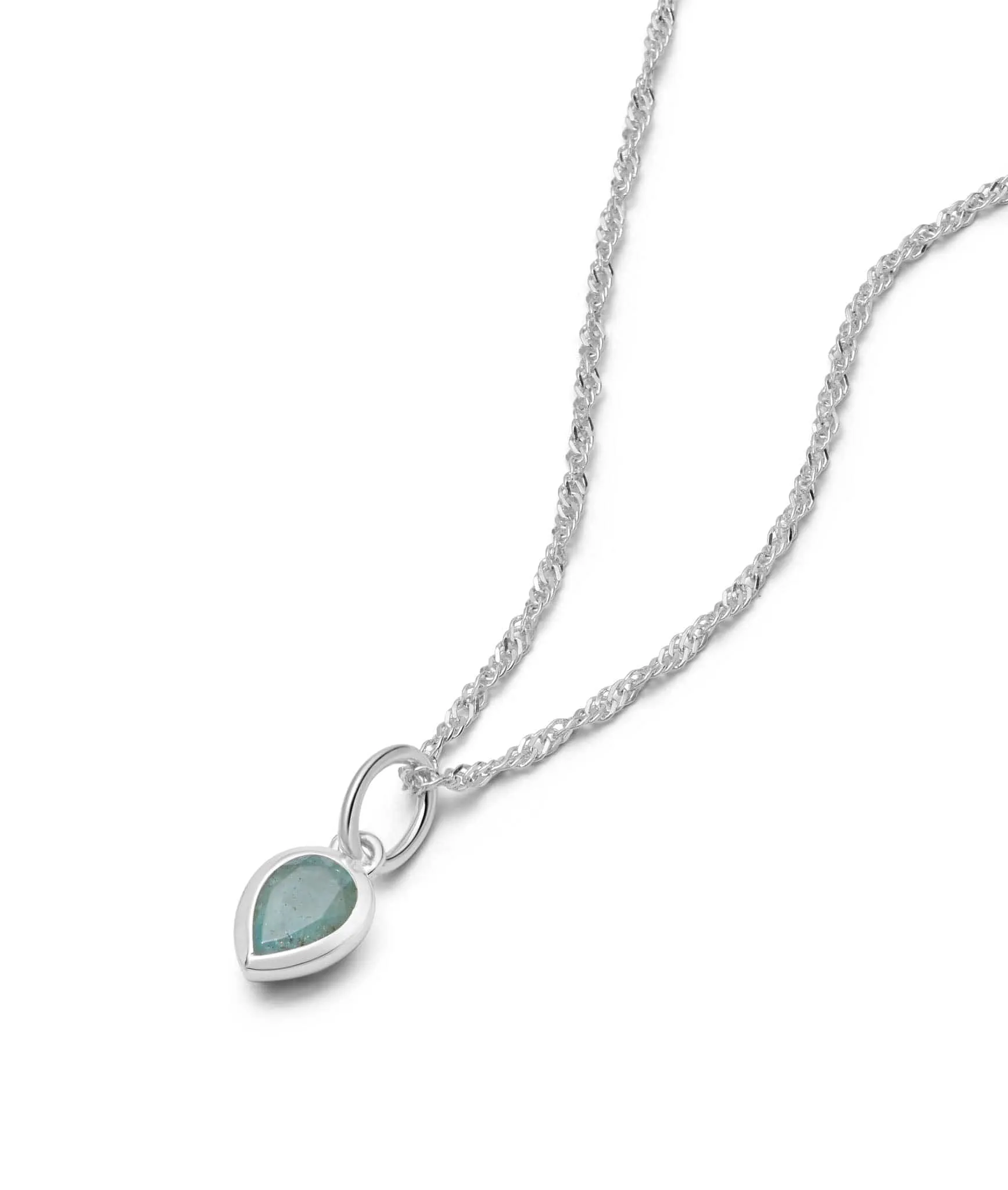 Birthstone Charm Necklace Sterling Silver