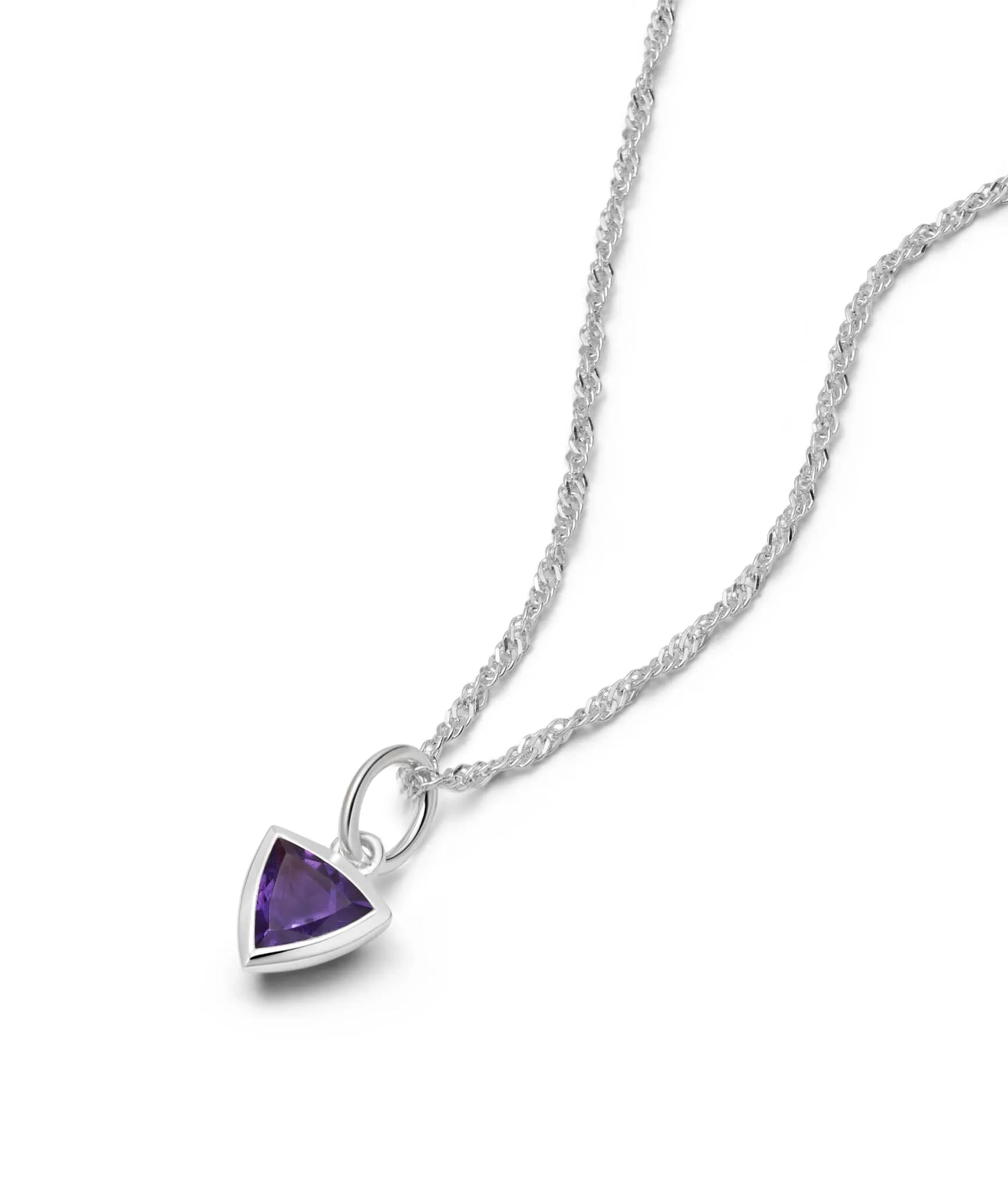 Birthstone Charm Necklace Sterling Silver