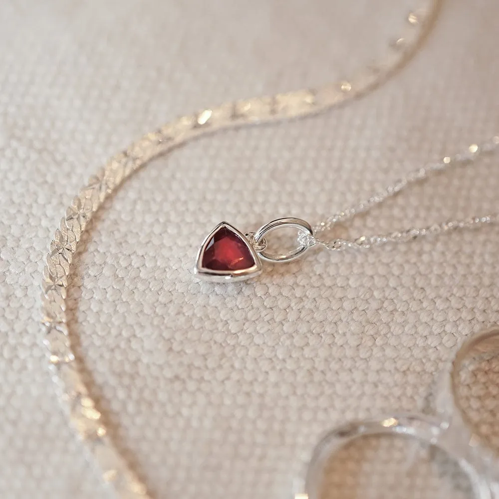 Birthstone Charm Necklace Sterling Silver
