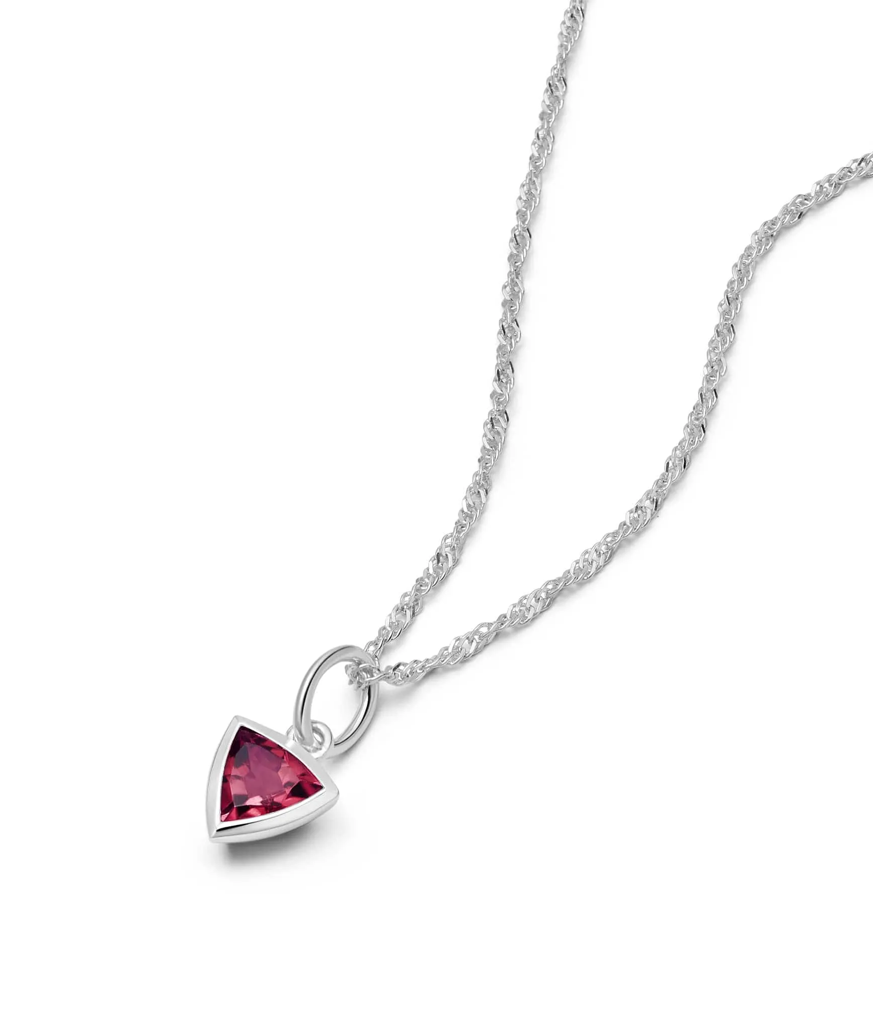 Birthstone Charm Necklace Sterling Silver