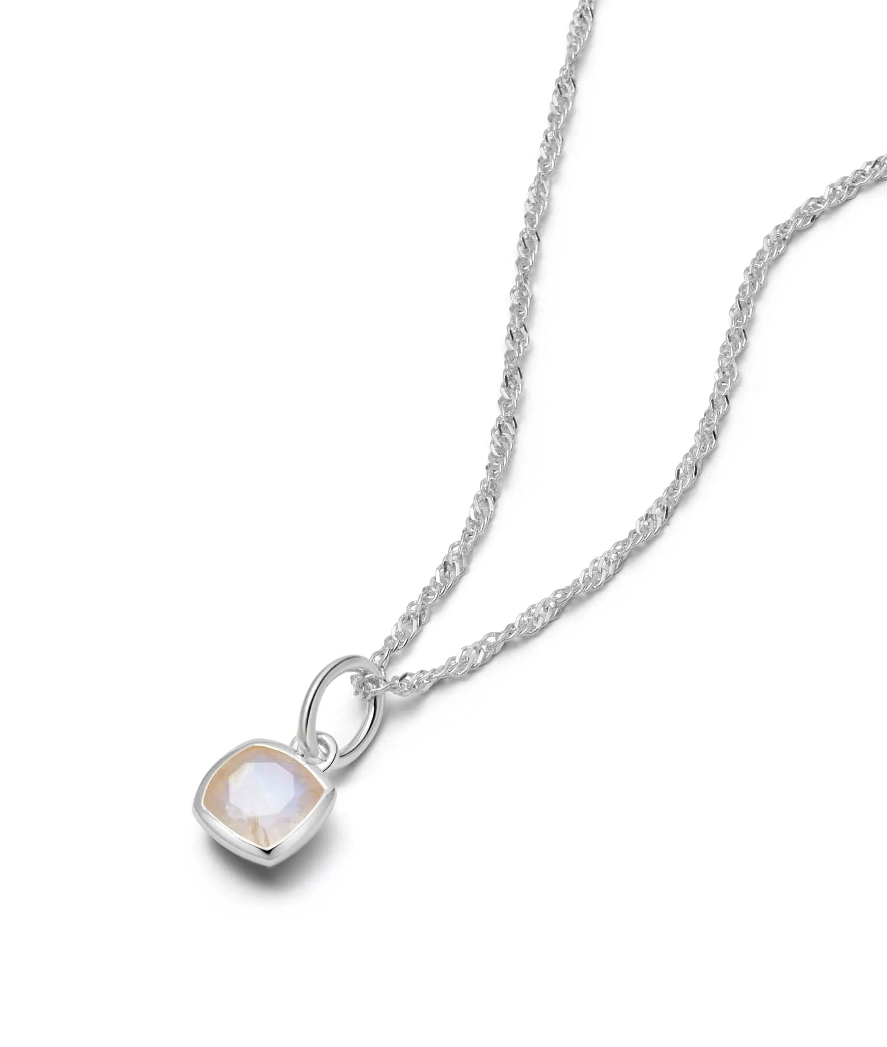 Birthstone Charm Necklace Sterling Silver