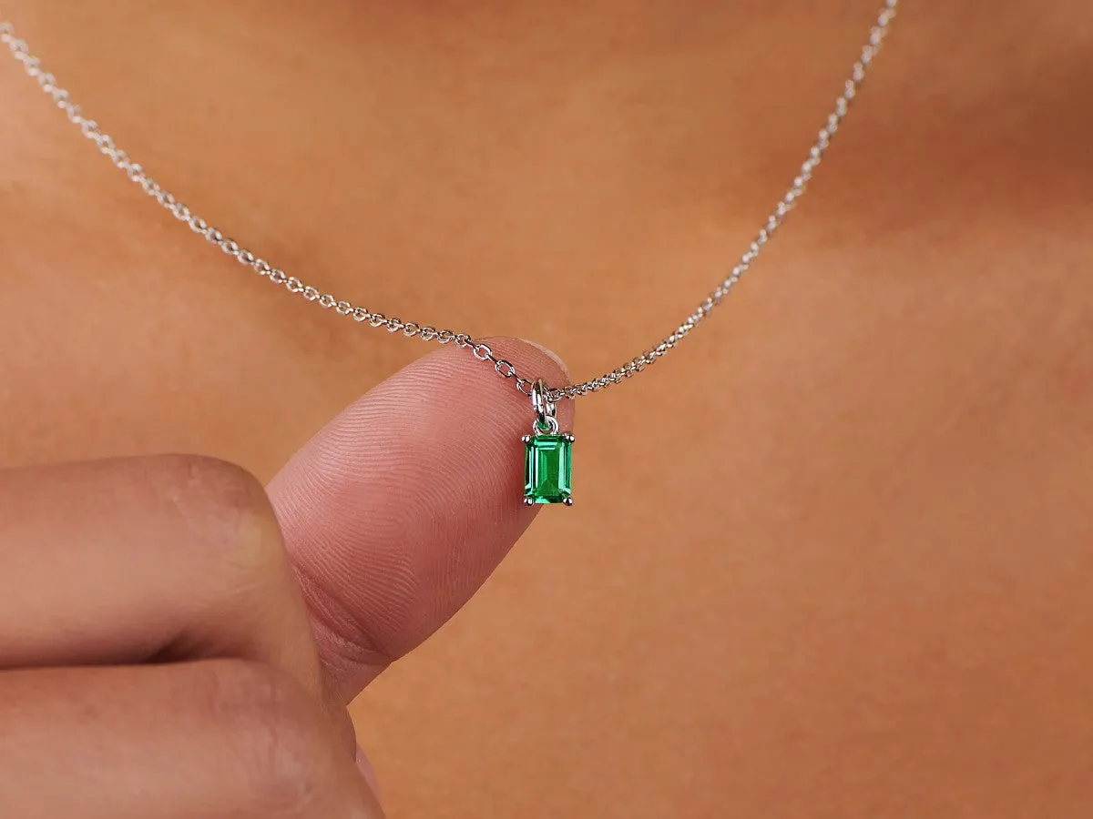 Birthstone Silver Necklace - May by Little Sky Stone