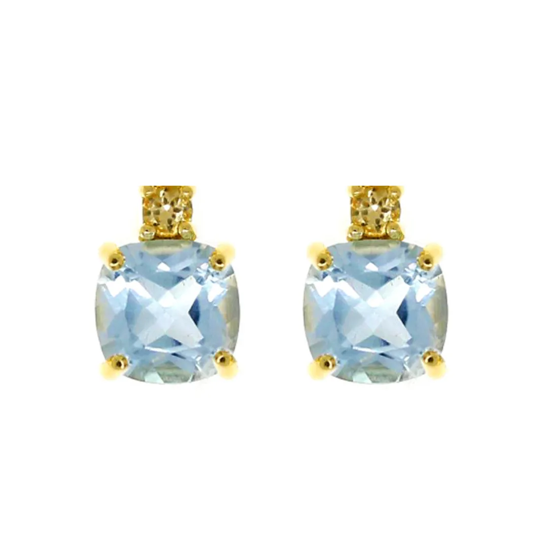 Blue Topaz & Citrine Earrings