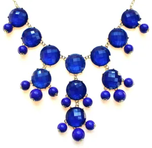 Bubble JEWELED Statement Necklace- Royal Blue
