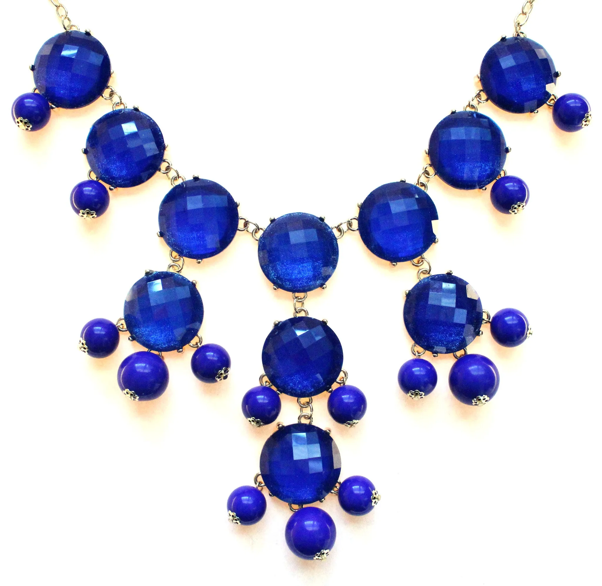 Bubble JEWELED Statement Necklace- Royal Blue