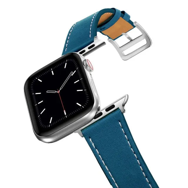 Business Real Leather Loop Bracelet Belt Band for Apple Watch Series 7 6 5 Strap iWatch 38mm 40mm 41mm 42mm 44mm 45mm Wristband |Watchbands|