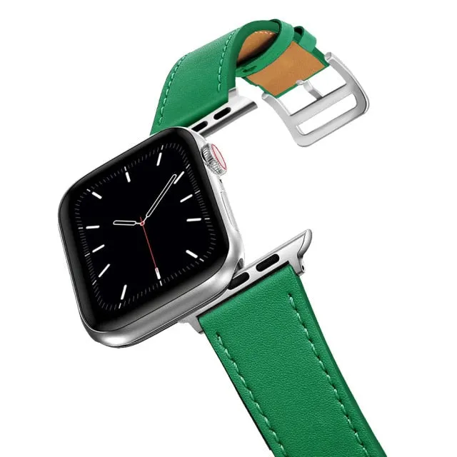 Business Real Leather Loop Bracelet Belt Band for Apple Watch Series 7 6 5 Strap iWatch 38mm 40mm 41mm 42mm 44mm 45mm Wristband |Watchbands|