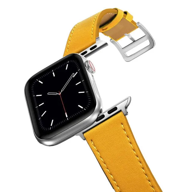 Business Real Leather Loop Bracelet Belt Band for Apple Watch Series 7 6 5 Strap iWatch 38mm 40mm 41mm 42mm 44mm 45mm Wristband |Watchbands|
